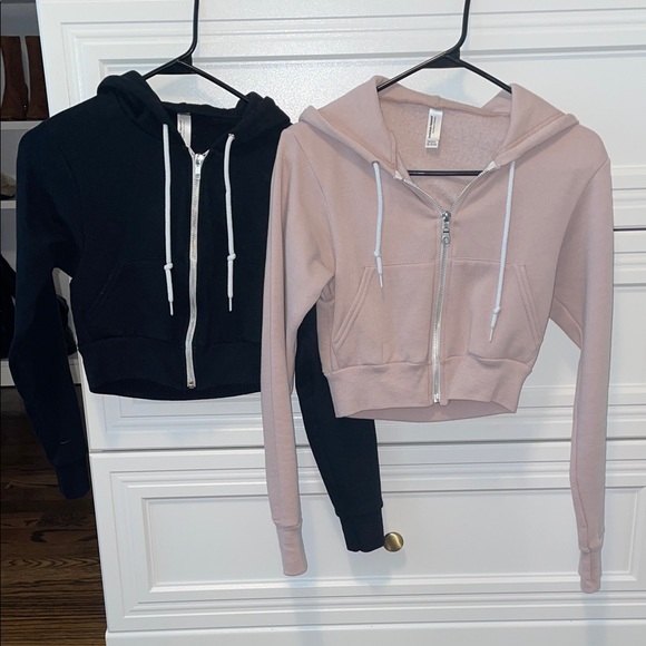 American Apparel Black and Pink Cropped Hoodie - Picture 2 of 7